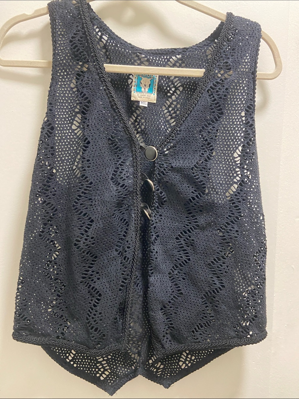 Vintage Crochet Button-Front Vest